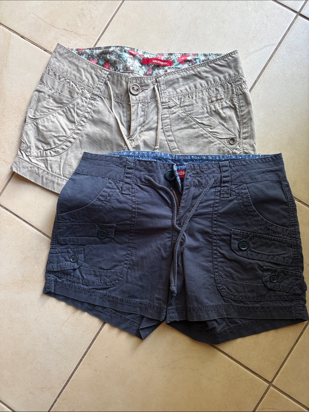 UNIONBAY Women's  two shorts — Tan and Blue